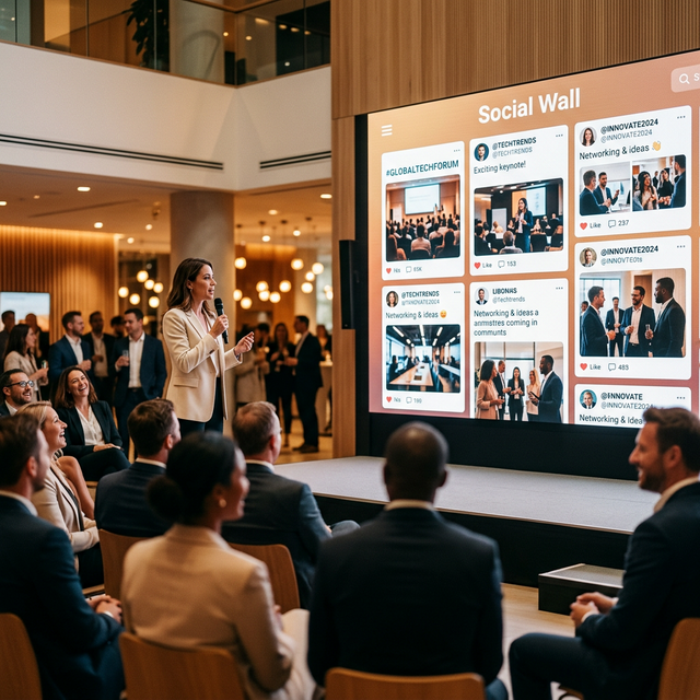 Kurumsal etkinlikte Social Wall ekranı